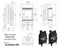Каминная топка стальная BLANKA/L/BS (угловое стекло слева) (8 кВт) диаметр дымохода: 180 мм